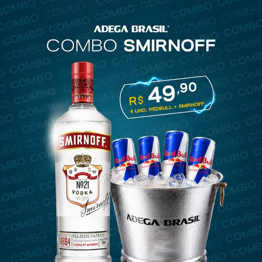 Combo - Vodka Smirnoff Red 998ml + 4 Energético Redbull Tradicional 250ml