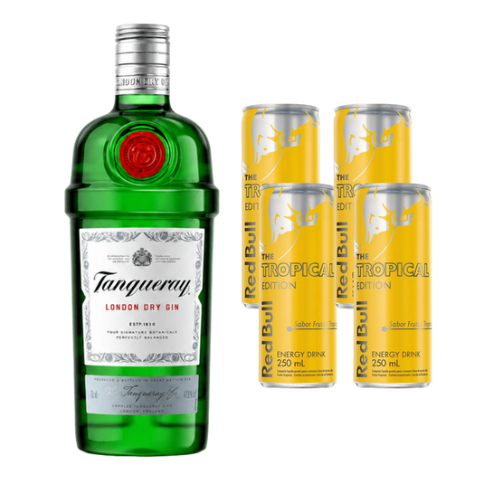 Combo - Gin Tanqueray London Dry 750ml + 4 Energético Red Bull Tropical 250ml