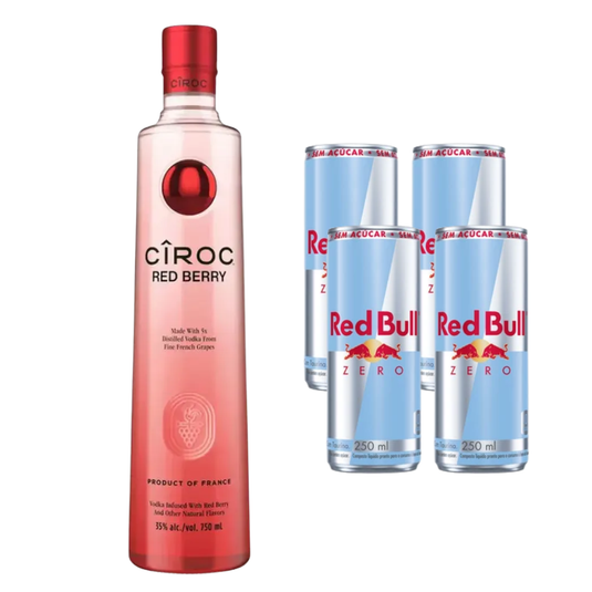 Combo - Vodka Ciroc Red Berry 750ml + 4 Energético Red Bull Zero 250ml
