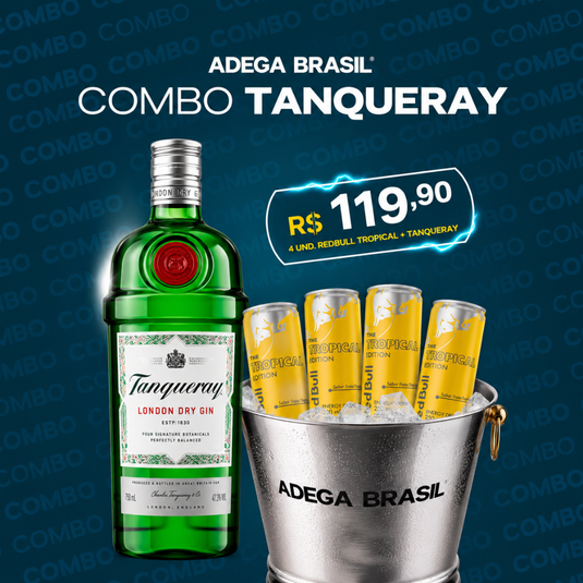 Combo - Gin Tanqueray London Dry 750ml + 4 Energético Red Bull Tropical 250ml