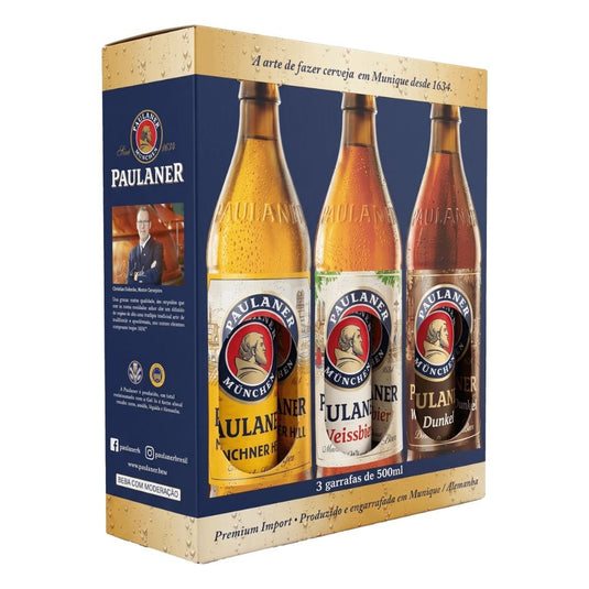 Kit 3 Cervejas Paulaner Weissbier + Weissbier Dunkel + Munchner Hell 500ml