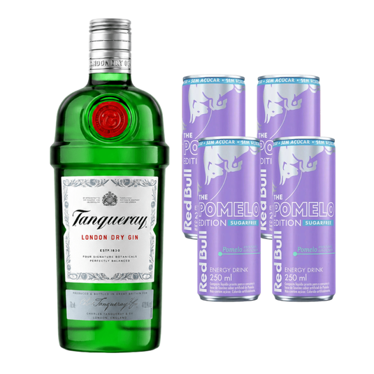 Combo - Gin Tanqueray London Dry 750ml + 4 Energético Red Bull Sugar Free Pomelo 250ml