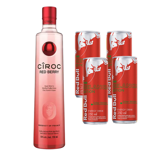 Combo - Vodka Ciroc Red Berry 750ml + 4 Energético Red Bull Melancia 250ml