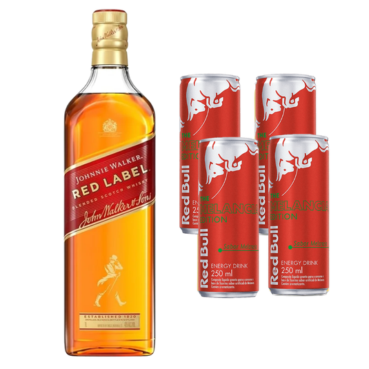 Combo - Whisky Red Label 750ml + 4 Energético Red Bull Melancia 250ml