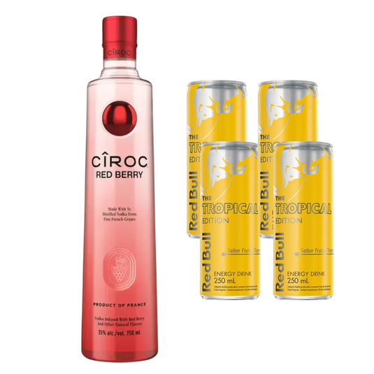 Combo - Vodka Ciroc Red Berry 750ml + 4 Energético Red Bull Tropical 250ml