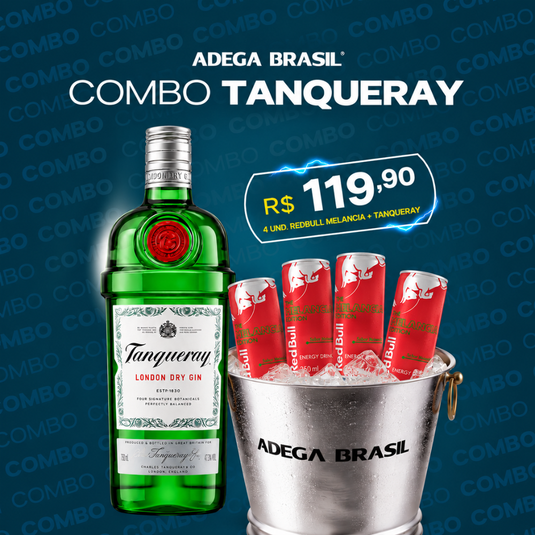 Combo - Gin Tanqueray London Dry 750ml + 4 Energético Red Bull Melancia 250ml