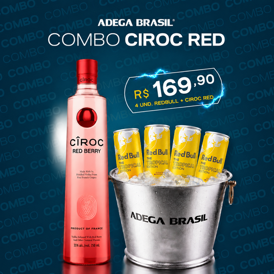 Combo - Vodka Ciroc Red Berry 750ml + 4 Energético Red Bull Tropical 250ml