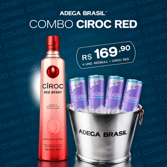 Combo - Vodka Ciroc Red Berry 750ml + 4 Energético Red Bull Sugar Free Pomelo 250ml