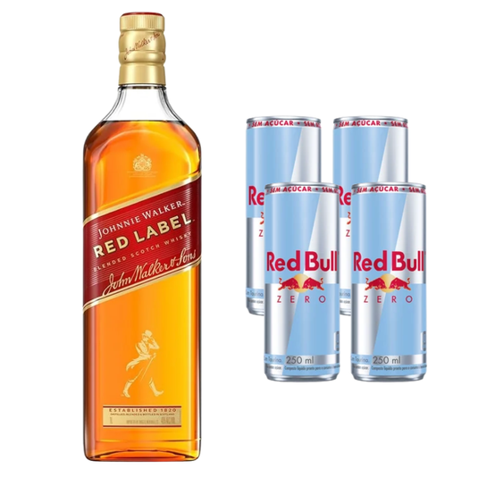Combo - Whisky Red Label 750ml + 4 Energético Red Bull Zero 250ml