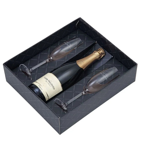 Kit Espumante Casa Valduga Arte Demi Com 2 Tacas