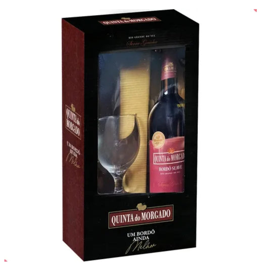 Kit Vinho Quinta do Morgado Tinto Suave 750ml com 1 Taca