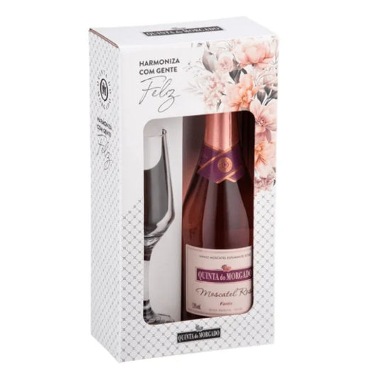 Kit Espumante Quinta Do Morgado Moscatel Rose + Taca
