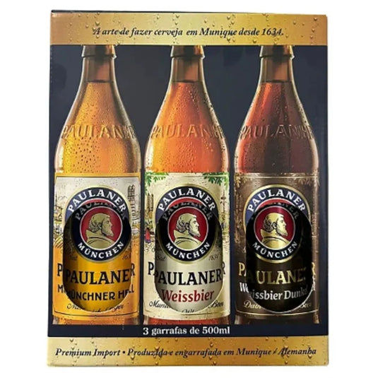 Kit 3 Cervejas Paulaner Weissbier + Weissbier Dunkel + Munchner Hell 500ml