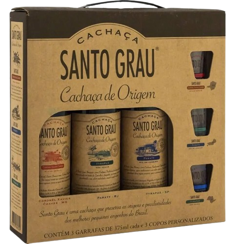Kit Cachaça Santo Grau Com 3 Garrafas De 375ml 03 x 375ml