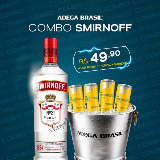 Combo - Vodka Smirnoff Red 998ml + 4 Energético Redbull Tropical Edition250ml